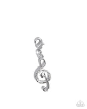 Load image into Gallery viewer, TREBLE-maker - White Rhinestone Treble Clef Music Rhodium Plated Charm - Paparazzi
