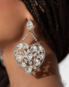 Glittery Gail White Heart Earrings