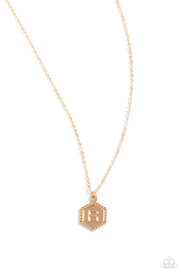 Emblematic Elegance - Gold - R Necklace