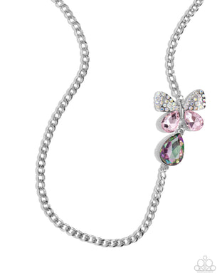 Fluttering Finesse - Pink Necklace
