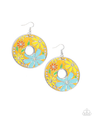 Embroidered Elegance - Yellow Earrings