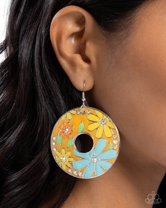 Embroidered Elegance - Yellow Earrings