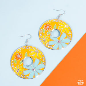 Embroidered Elegance - Yellow Earrings
