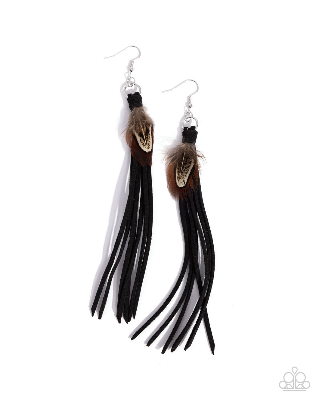 Feathered Festivity - Black Earrings