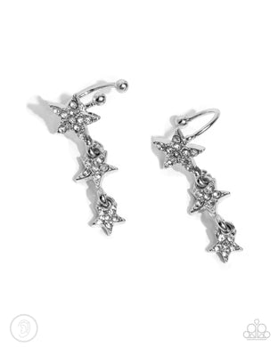Stellar Surge - White Cuff Earrings