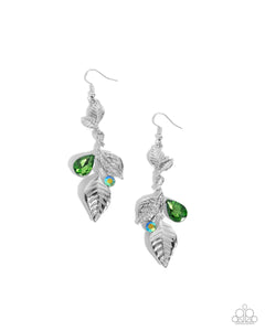 Descending Dazzle - Green Earrings