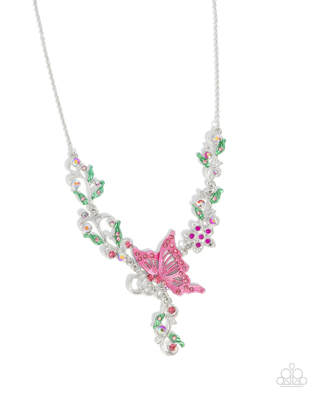 Valuable Vineyard - Pink Butterfly Necklace
