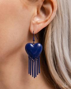 Flirty Fringe - Blue Earrings