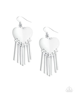Flirty Fringe - White Earrings