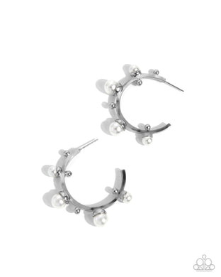 Poetic Pearls - White Hoop Earrings