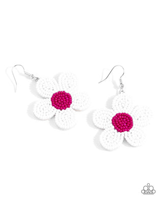 Seed Bead Vibrancy - White Earrings