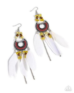 Serene Stage - Yellow Feather Earrings