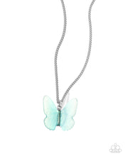 Load image into Gallery viewer, Complete Look: Sparkly transparent Blue Acrylic Butterfly Necklace and Ring