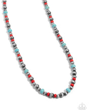 Load image into Gallery viewer, Complete Look: Red and Blue Stone Necklace and Coil Bracelet