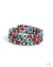 Load image into Gallery viewer, Complete Look: Red and Blue Stone Necklace and Coil Bracelet