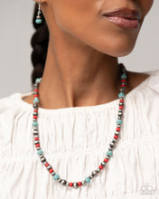 Load image into Gallery viewer, Complete Look: Red and Blue Stone Necklace and Coil Bracelet