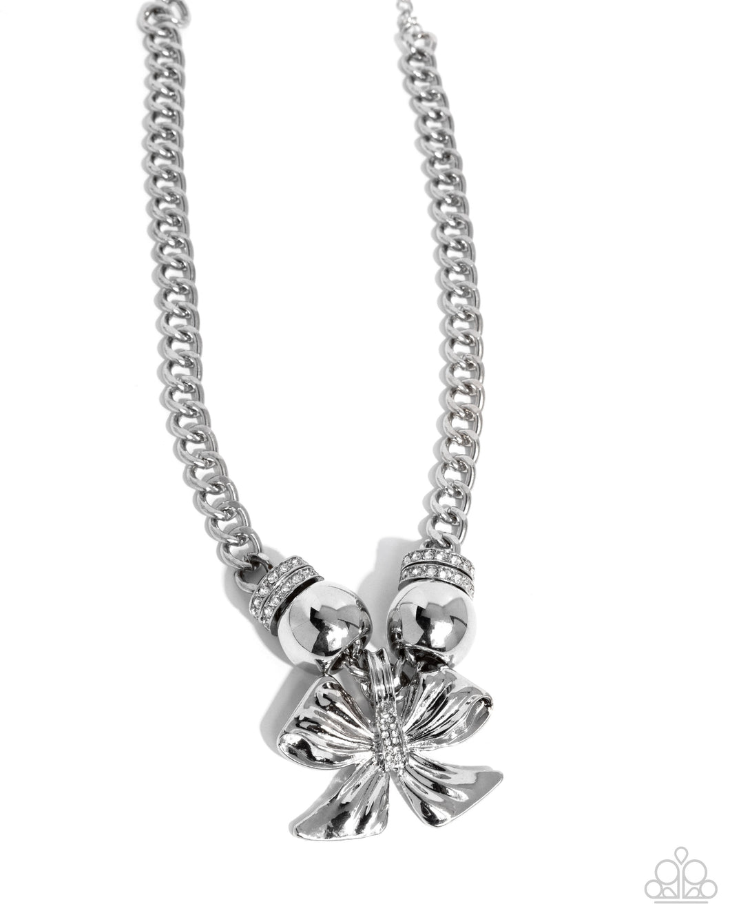 Big Deal Bow - White Necklace