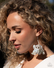 Load image into Gallery viewer, Flourishing Fantasia - Blue Fabric Petal Silver Fishhook Earrings - Empower Me Pink Exclusive 2025 - Paparazzi Accessories