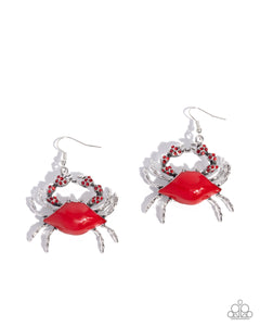 Colorful Crab - Red Earrings