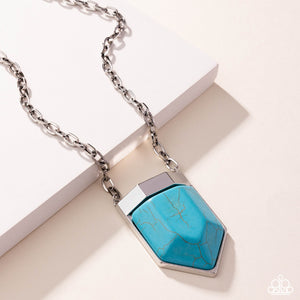 Pendant Passage - Blue Crackle Stone Silver Necklace - Empower Me Pink Exclusive 2025 - Paparazzi Accessories