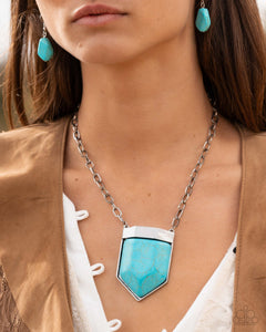 Pendant Passage - Blue Crackle Stone Silver Necklace - Empower Me Pink Exclusive 2025 - Paparazzi Accessories