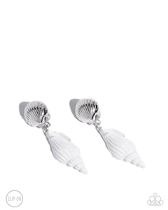 Coastal Collage - White Clip-on Earrings