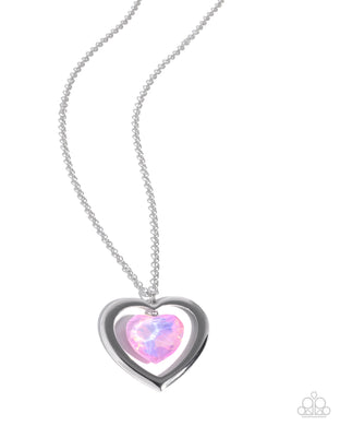 Heartfelt Hemisphere - Pink Necklace