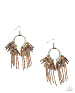 Free-Spirited Fringe - Green Earrings