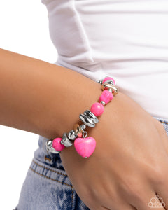 Adorably Asymmetrical -Pink Bracelet