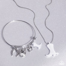 Load image into Gallery viewer, Complete Look: White Cowboy Necklace and Bracelet.