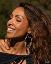 Load image into Gallery viewer, Ostentatious Opulence - Gold &amp; White Rhinestone Strands Fishhook Earrings - Empower Me Pink Exclusive 2025 - Paparazzi Accessories