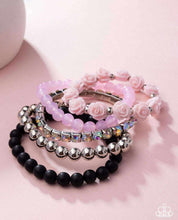 Load image into Gallery viewer, Rose Garden Grandeur - Pink and Black Stretchy Bracelet - Pink Diamond 2025