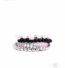 Load image into Gallery viewer, Rose Garden Grandeur - Pink and Black Stretchy Bracelet - Pink Diamond 2025