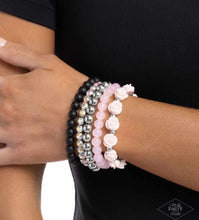 Load image into Gallery viewer, Rose Garden Grandeur - Pink and Black Stretchy Bracelet - Pink Diamond 2025