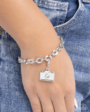 Load image into Gallery viewer, Capturing Memories - White Rhinestone Camera Rhodium Plated Charm - Paparazzi