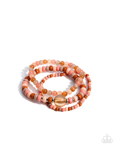 Seed Bead Stack -Orange Bracelet