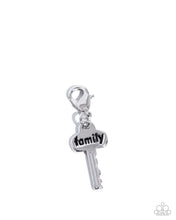 Load image into Gallery viewer, Family is the Key - Silver Family Key Rhodium Plated Charm - Paparazzi