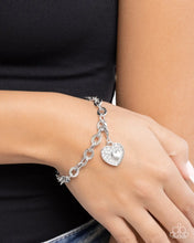 Load image into Gallery viewer, Memorable Matriarch - White Rhinestone Hear Rhodium Plated Charm - Paparazzi