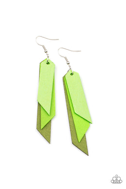 Suede Shade - Green Earrings